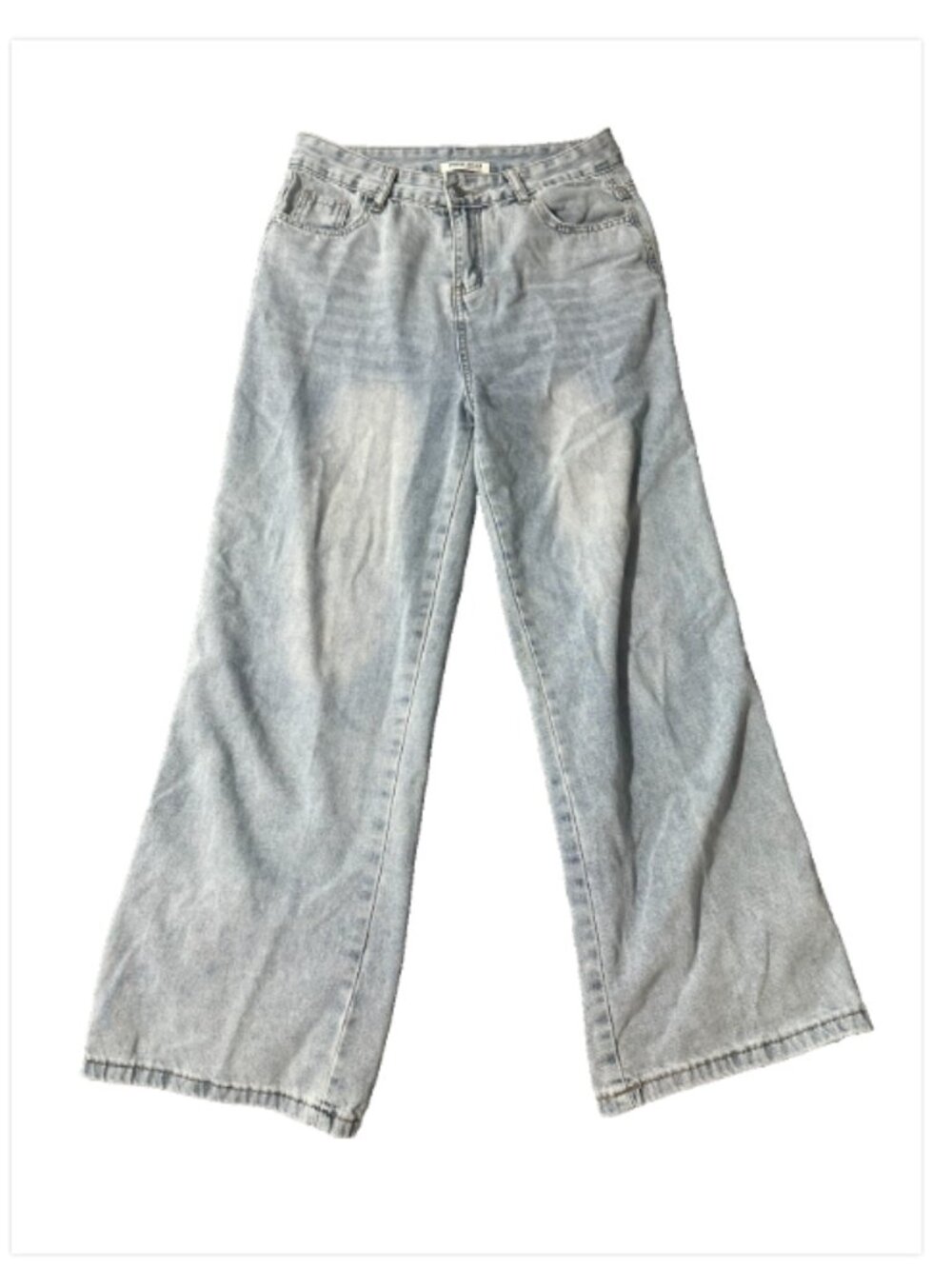 Blue Women Jeans Streetwear Fashion High Waisted Wide Leg Jean Female - Picture 4 of 6